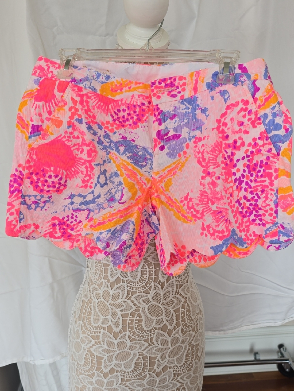 Lilly Pulitzer Pink, Orange & Purple Scallop-Hem Shorts
